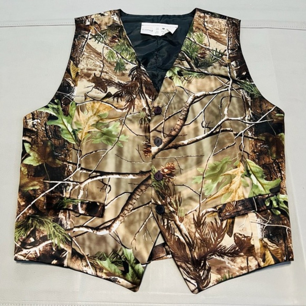 Men‎ Camo Formal Vest RealTree Mossy Oak Hunt Outdoors Wedding Groomsman USA-L-